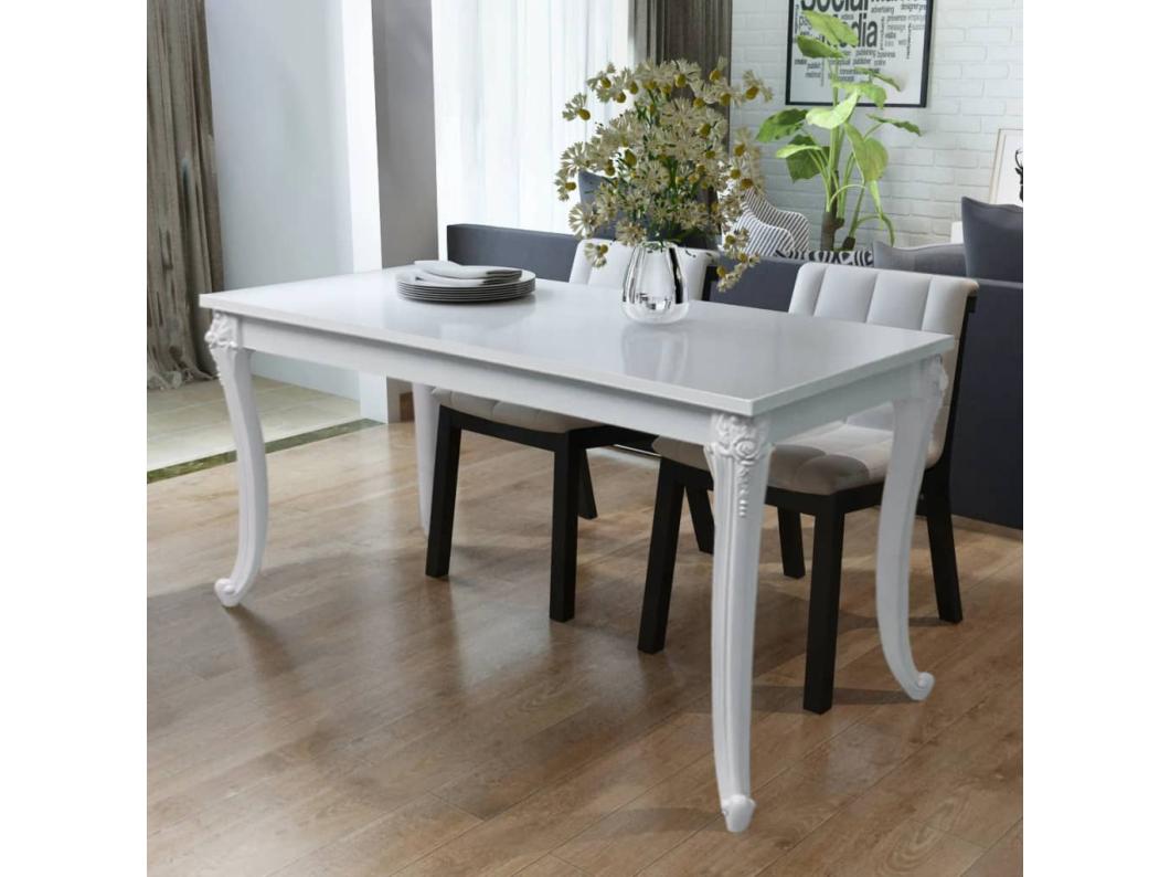 Mesa de comedor blanco brillante 116x66x76 cm