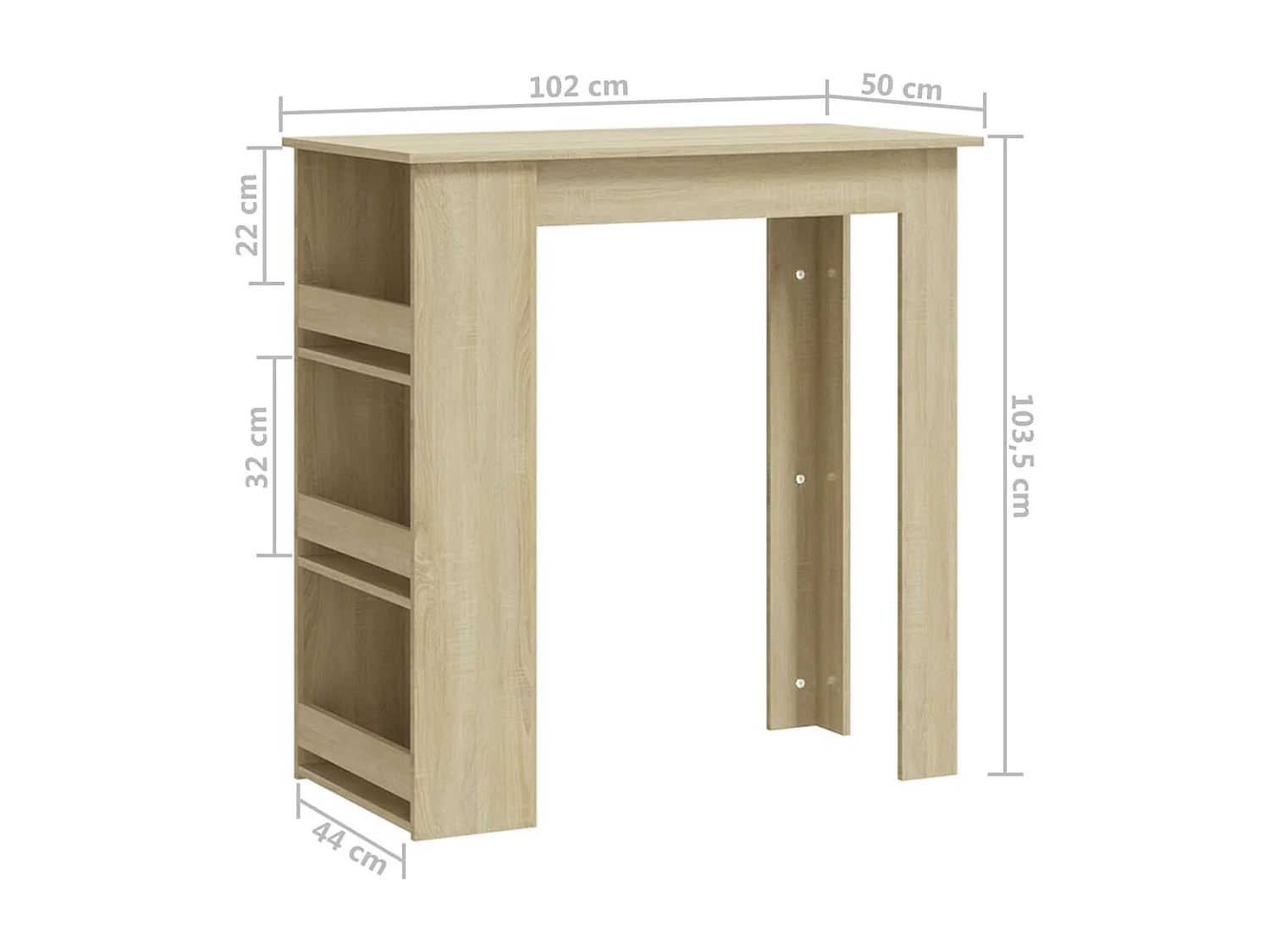 Bartisch mit Regal Sonoma-Eiche 102x50x103,5 cm Holzwerkstoff