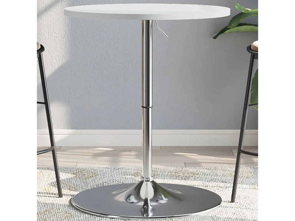 Tavolo Bar Bianco 60x60x90 cm Legno Multistrato Acciaio Cromato