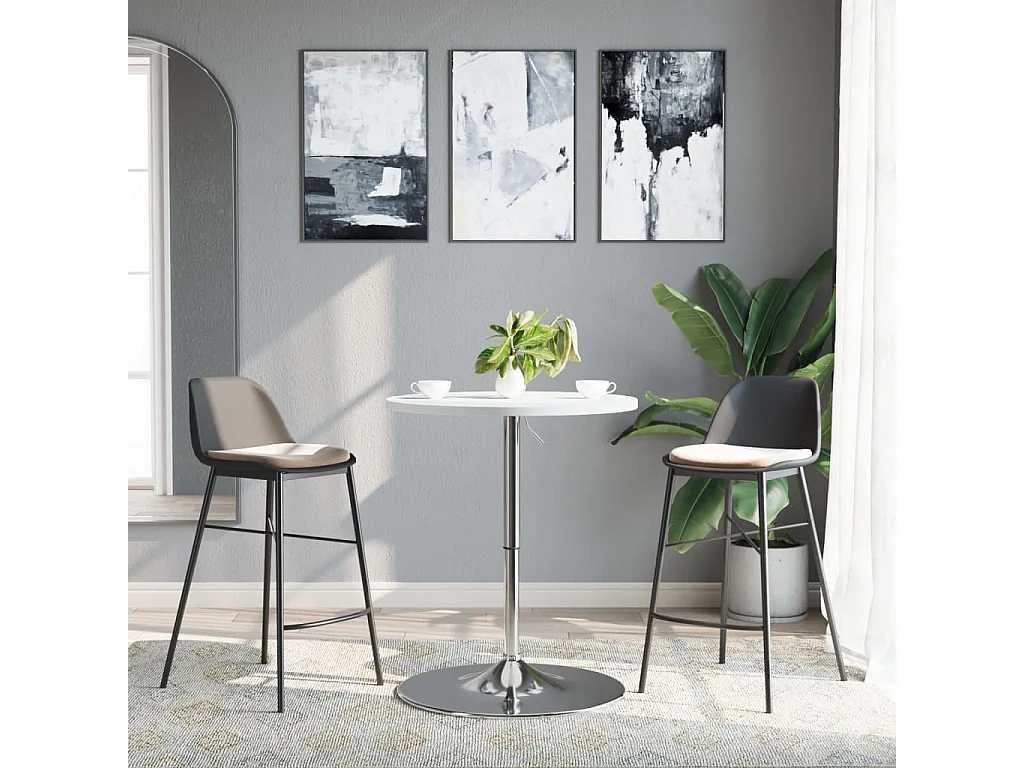 Tavolo Bar Bianco 60x60x90 cm Legno Multistrato Acciaio Cromato