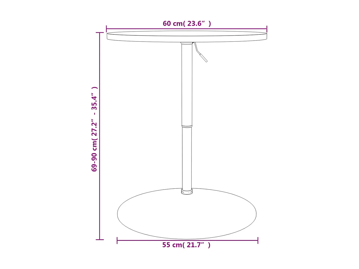 Tavolo Bar Bianco 60x60x90 cm Legno Multistrato Acciaio Cromato