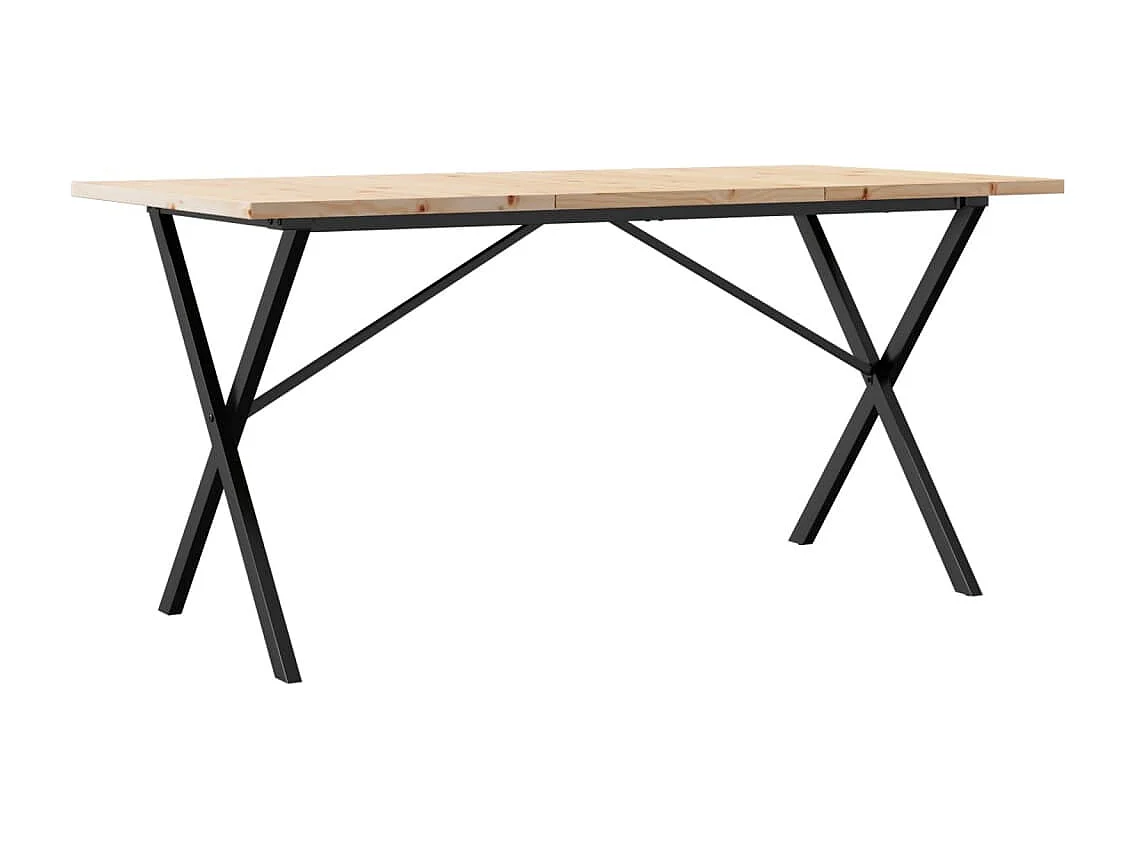 Mesa de jantar estrutura em X 140x80x75,5cm pinho/ferro fundido