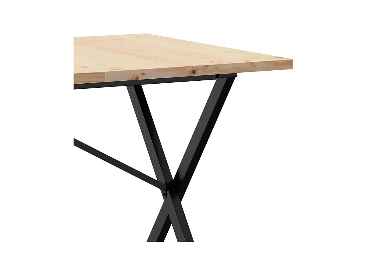 Mesa de jantar estrutura em X 140x80x75,5cm pinho/ferro fundido