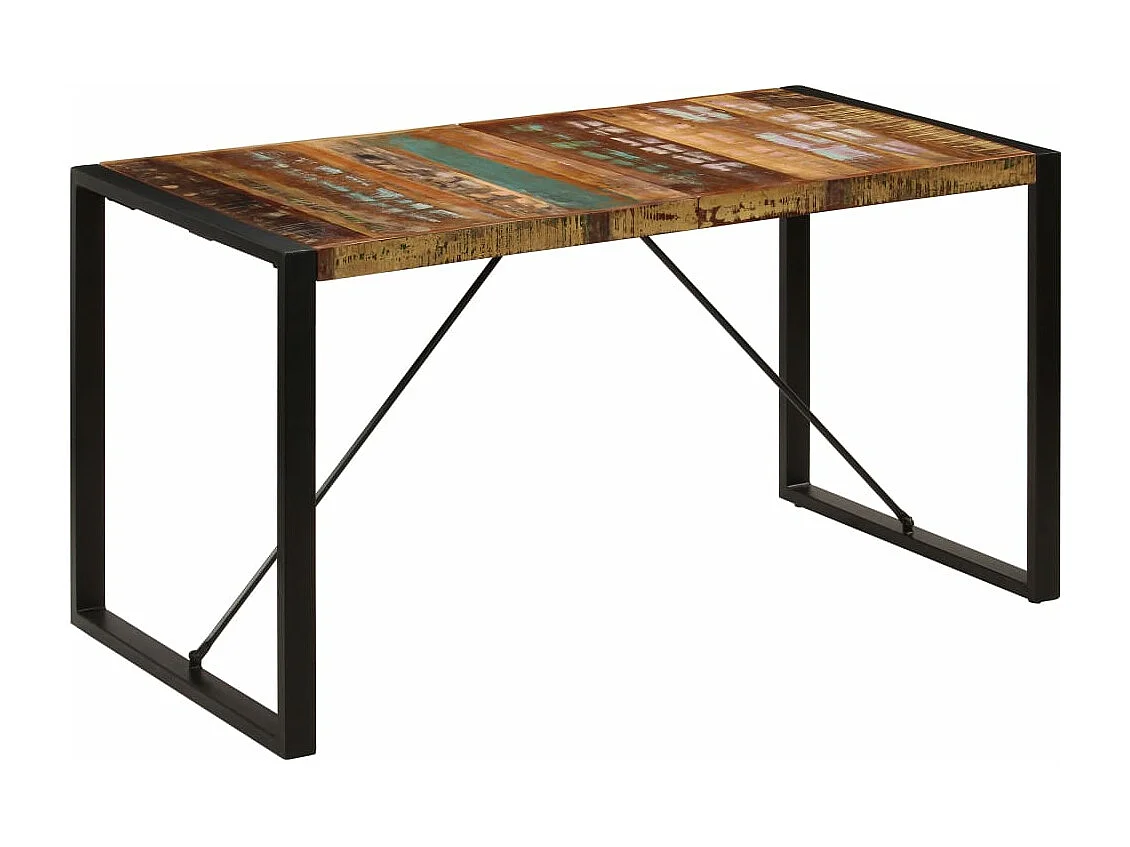 Mesa de jantar 140x70x75 cm madeira recuperada maciça