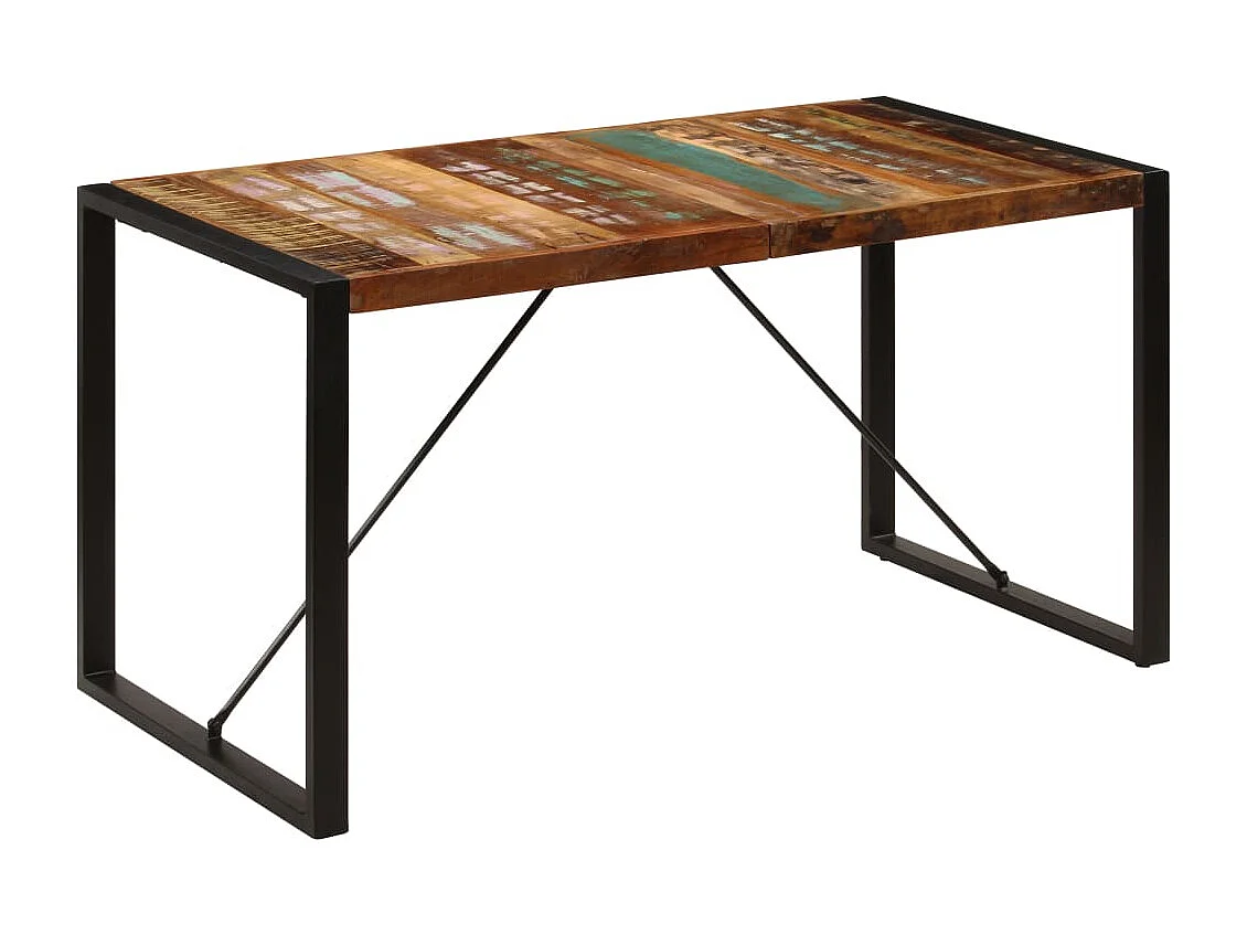 Mesa de jantar 140x70x75 cm madeira recuperada maciça
