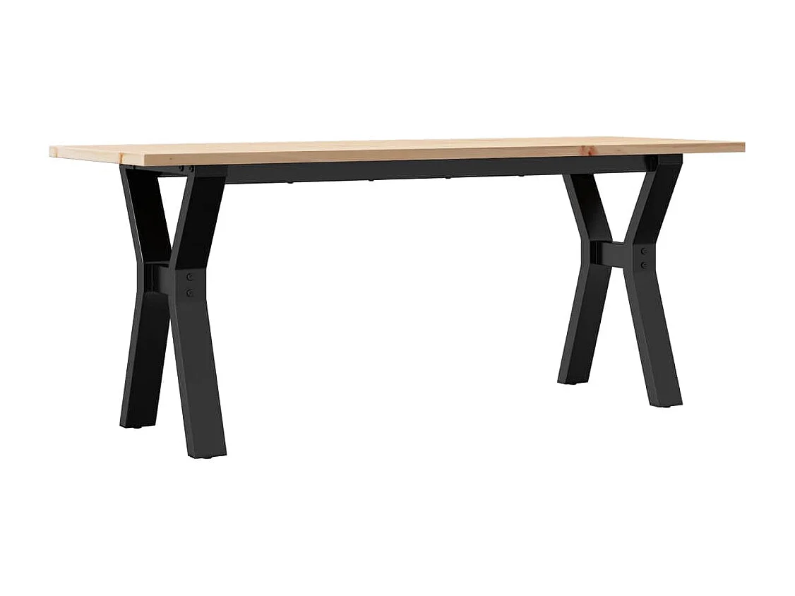 Table basse cadre en Y 110x40x45 cm bois de pin massif et acier