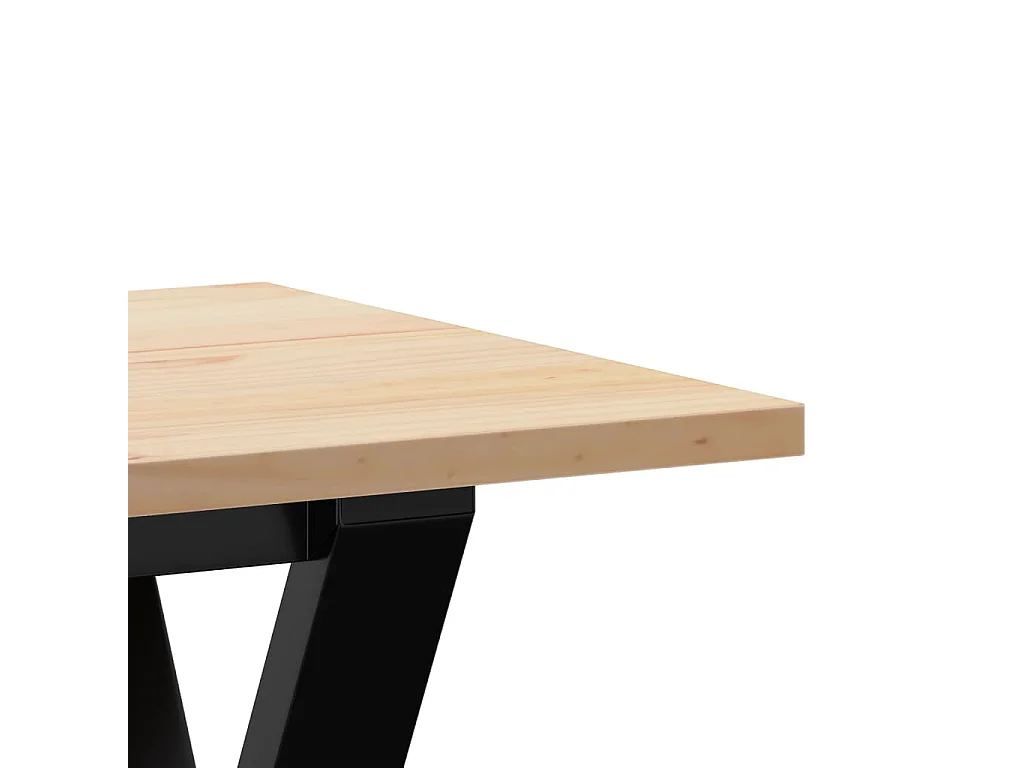 Table basse cadre en Y 110x40x45 cm bois de pin massif et acier