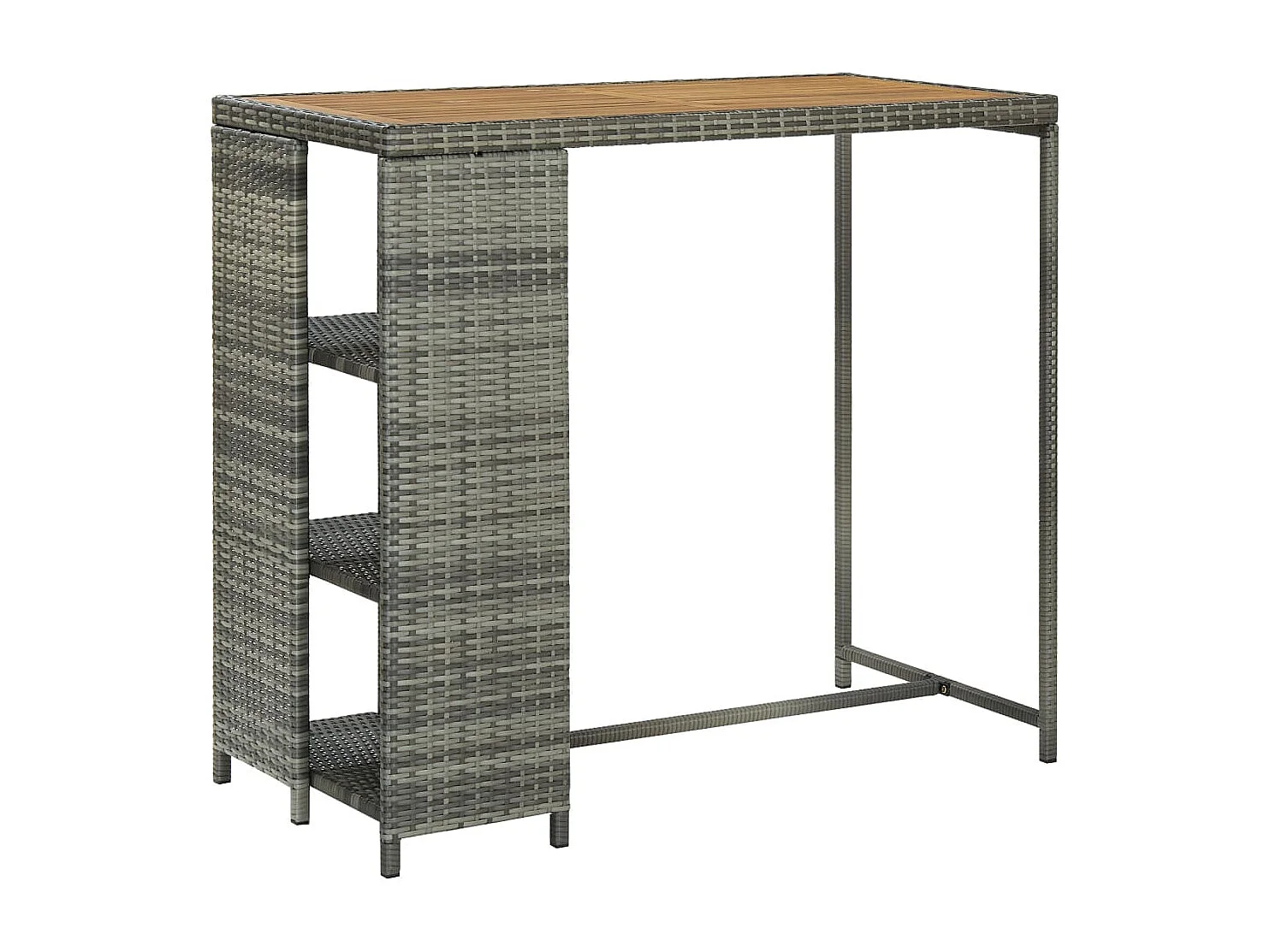 Table de bar avec rangement Gris 120x60x110 cm Résine tressée