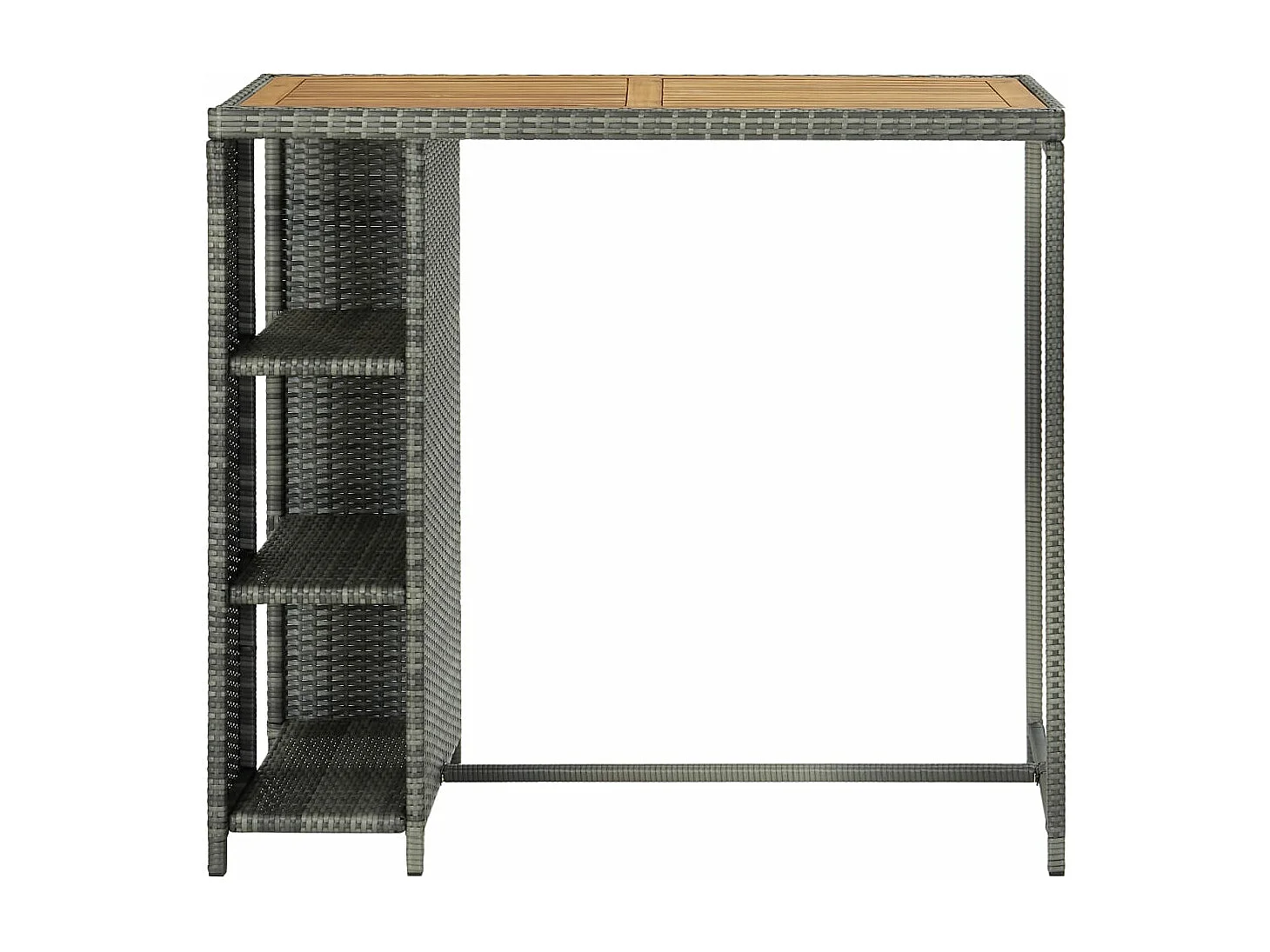 Table de bar avec rangement Gris 120x60x110 cm Résine tressée
