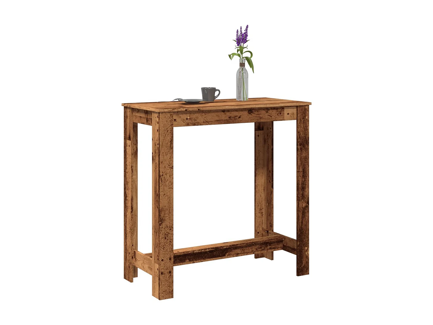 Mesa alta de bar madera ingeniería envejecida 102x50x103,5 cm
