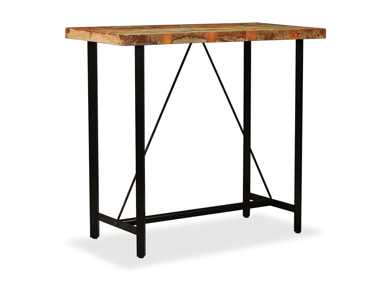 Mesa de bar em madeira reciclada maciça 120x60x107 cm