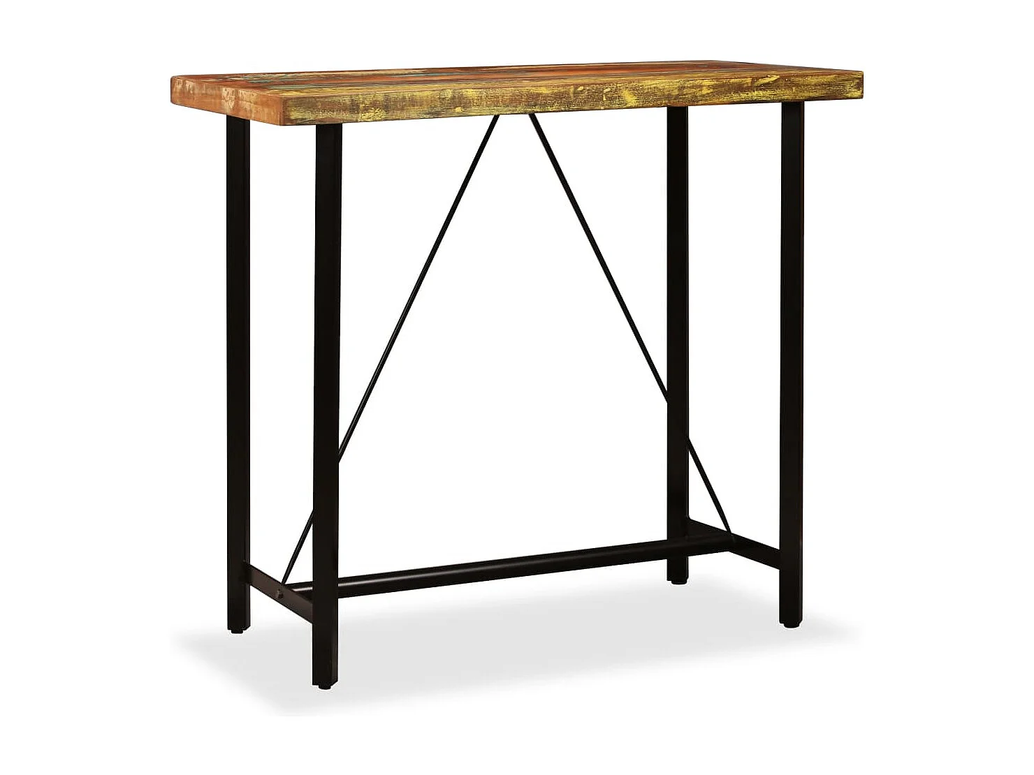 Mesa de bar em madeira reciclada maciça 120x60x107 cm