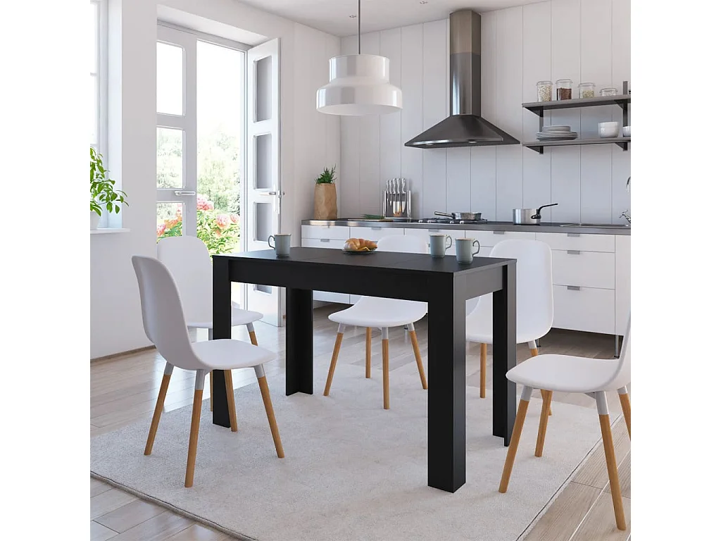 Mesa de jantar 120x60x76 cm derivados de madeira preto