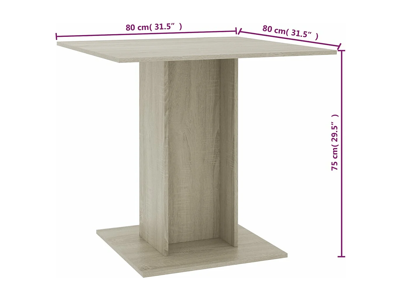 Eettafel 80x80x75 cm spaanplaat sonoma eikenkleurig