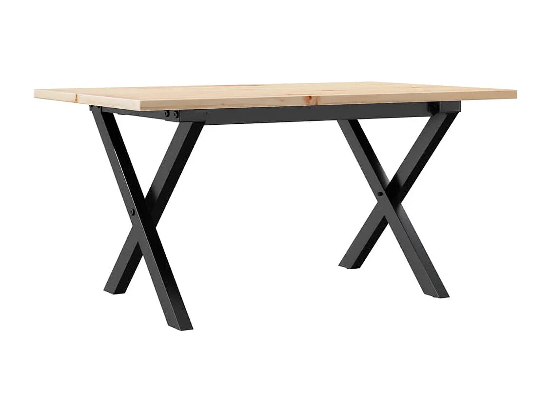 Table basse cadre en X 80x50x40 cm bois de pin massif et acier