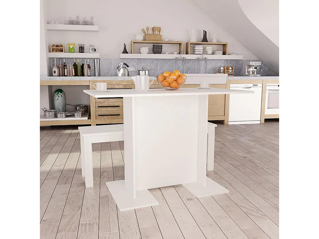 Tavolo da Pranzo Bianco 110x60x75 cm in Legno Multistrato