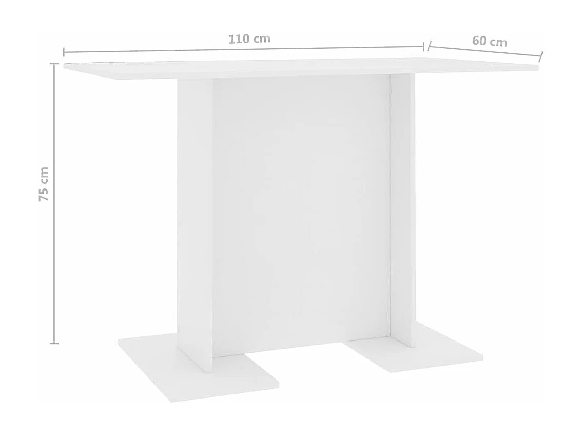 Tavolo da Pranzo Bianco 110x60x75 cm in Legno Multistrato