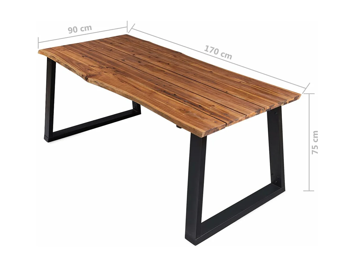 Mesa de comedor madera maciza de acacia 170x90x75 cm