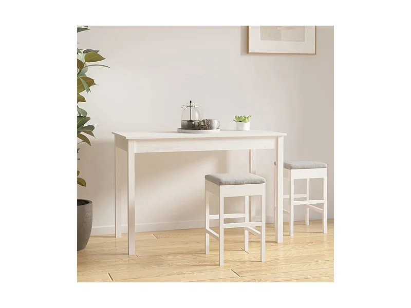 Tavolo da Pranzo Bianco 110x55x75 cm in Legno Massello di Pino