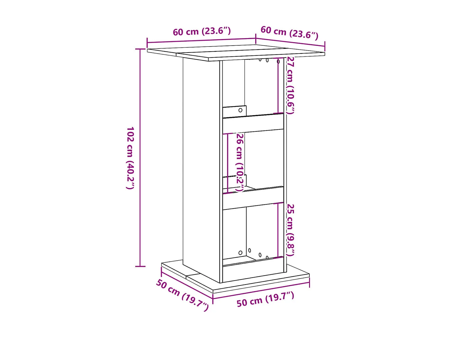 Table de bar avec rangement chêne sonoma bois d'ingénierie