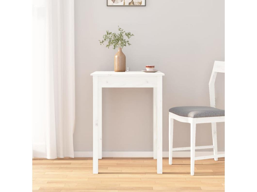 Mesa de jantar 55x55x75 cm madeira de pinho maciça branco