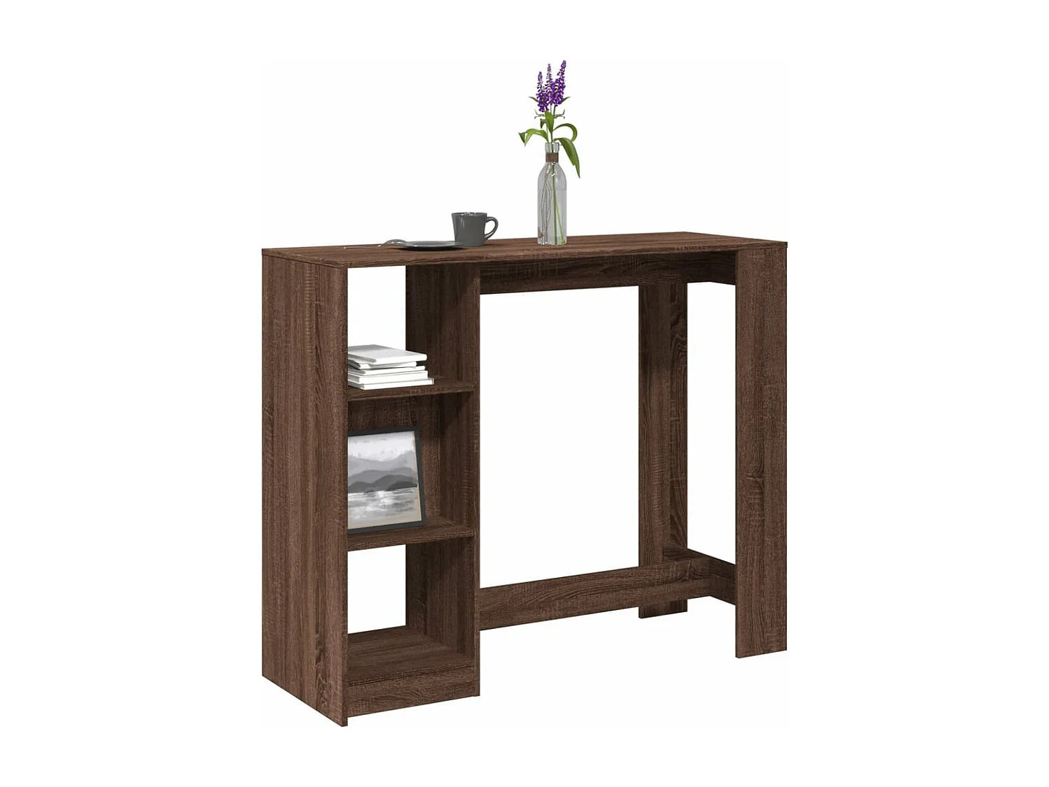 Table de bar avec étagère chêne marron bois d'ingénierie