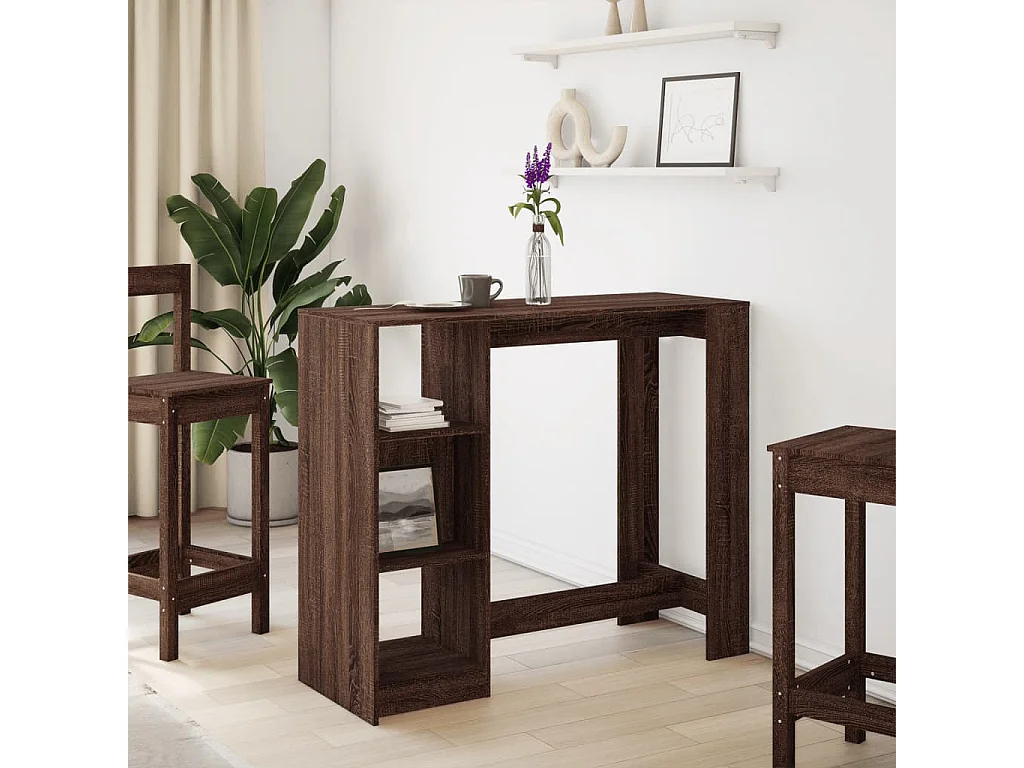 Table de bar avec étagère chêne marron bois d'ingénierie