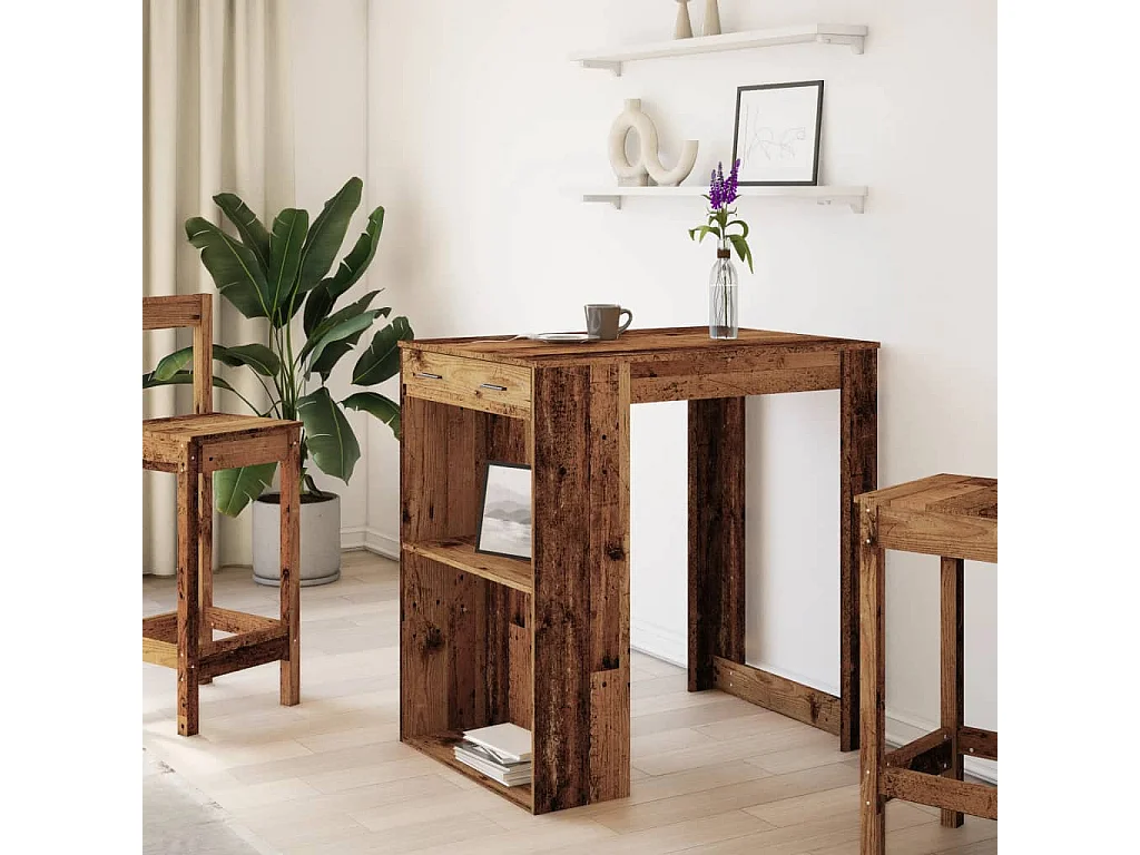 Table de bar vieux bois 102x70x103,5 cm bois d'ingénierie