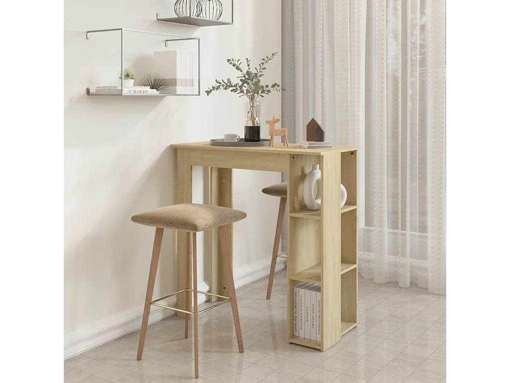 Table de bar avec étagère Chêne sonoma Bois d'ingénierie