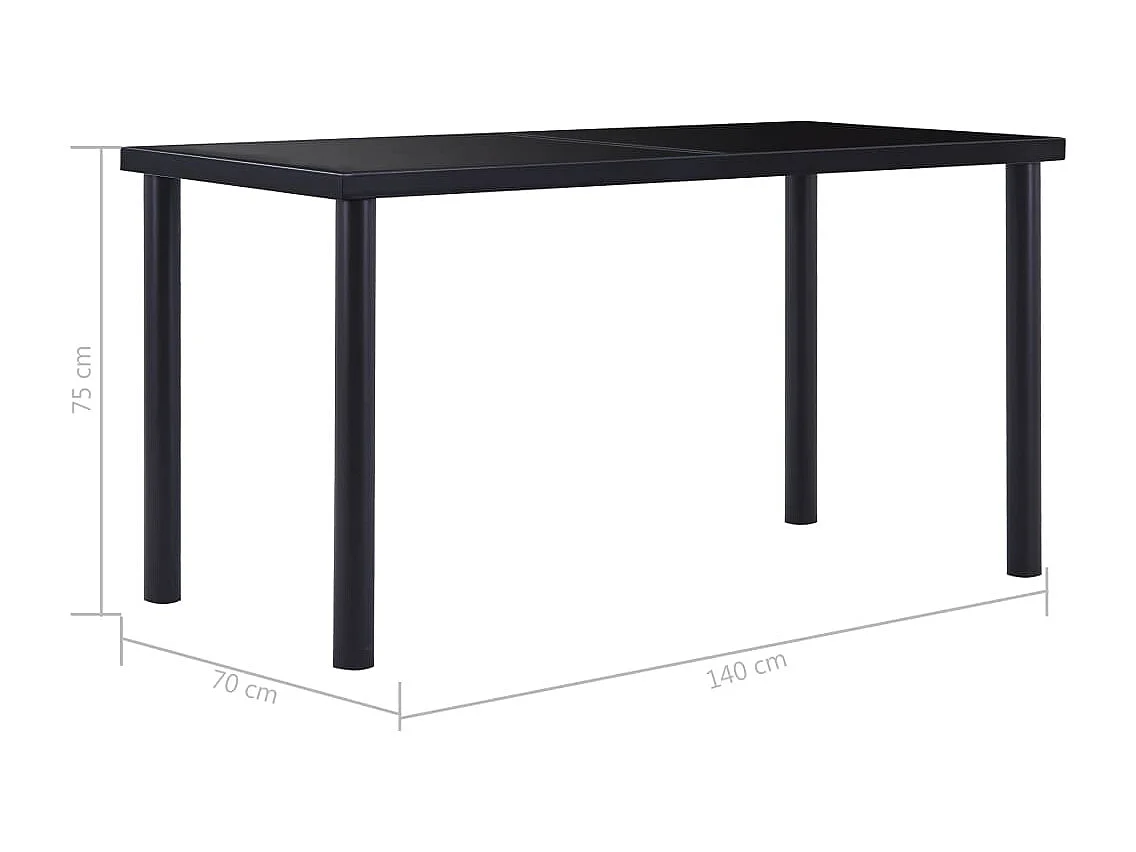 Table à manger Noir 140x70x75 cm Verre trempé