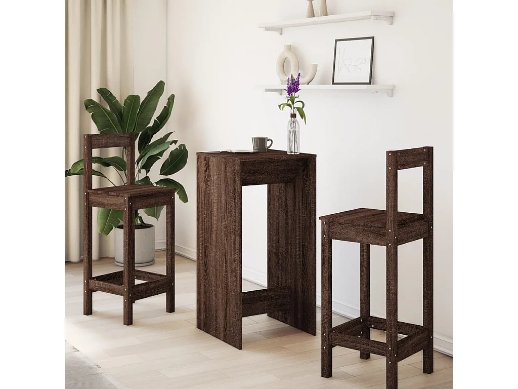 Table de bar chêne marron 51x50x103,5 cm bois d'ingénierie