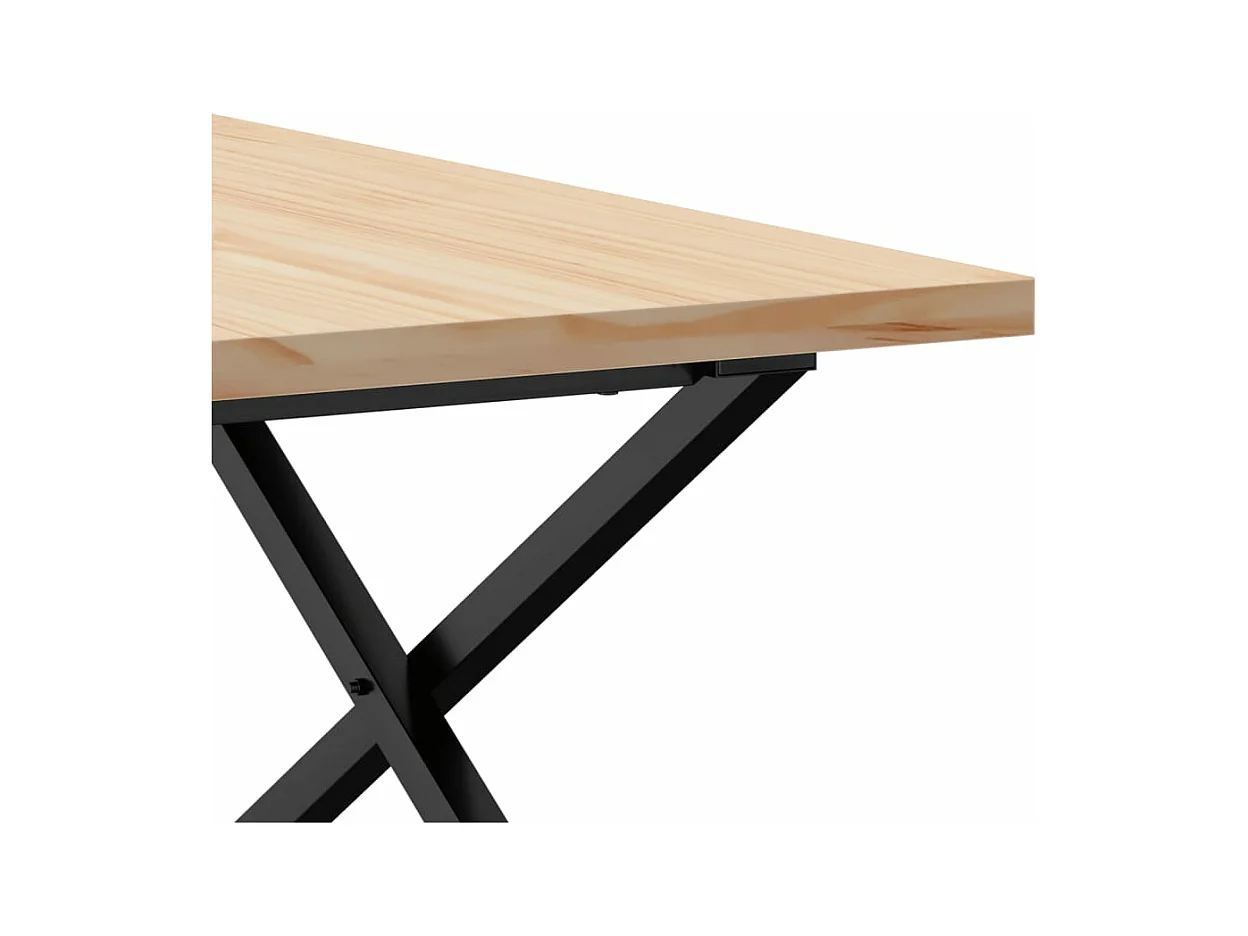 Table basse cadre en X 80x80x45,5cm bois de pin massif et acier