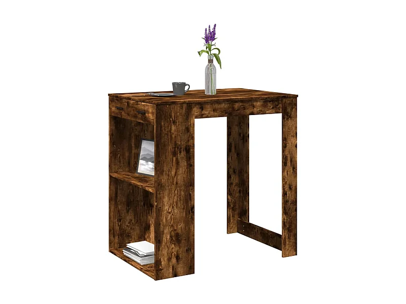 Table de bar chêne fumé 102x70x103,5 cm bois d'ingénierie