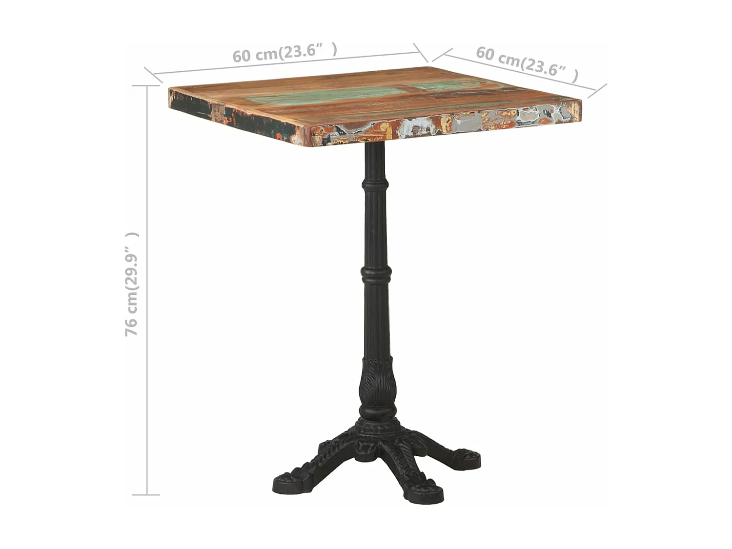 Tavolo da Bistrot 60x60x76 cm in Legno Massello di Recupero