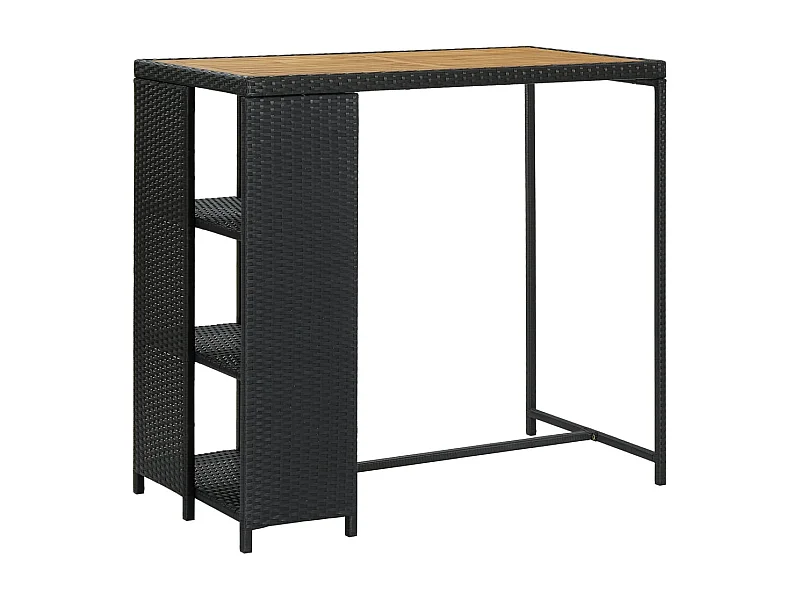 Mesa de bar com prateleiras 120x60x110 cm vime PE preto