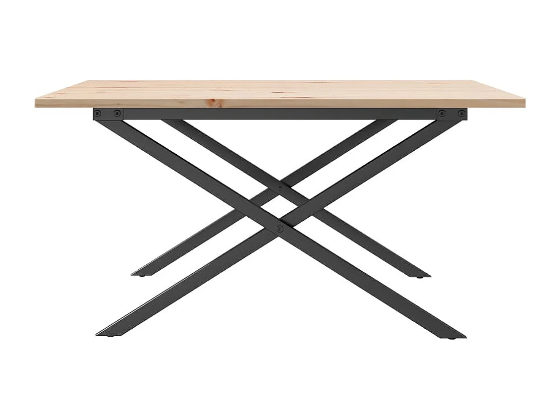 Mesa de centro estrutura em X 90x90x45 cm pinho e ferro fundido