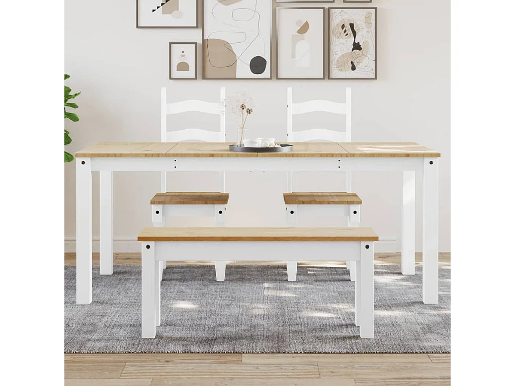 Mesa de jantar Panama 180x90x75 cm madeira pinho maciça branco