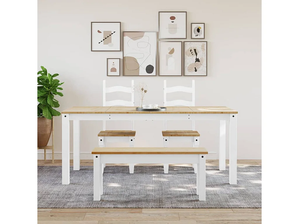 Mesa de jantar Panama 180x90x75 cm madeira pinho maciça branco