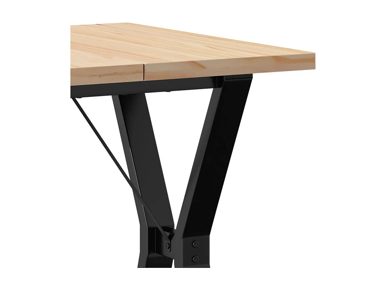 Tavolo da Pranzo Telaio a Y 60x60x75,5 cm Legno Pino e Acciaio
