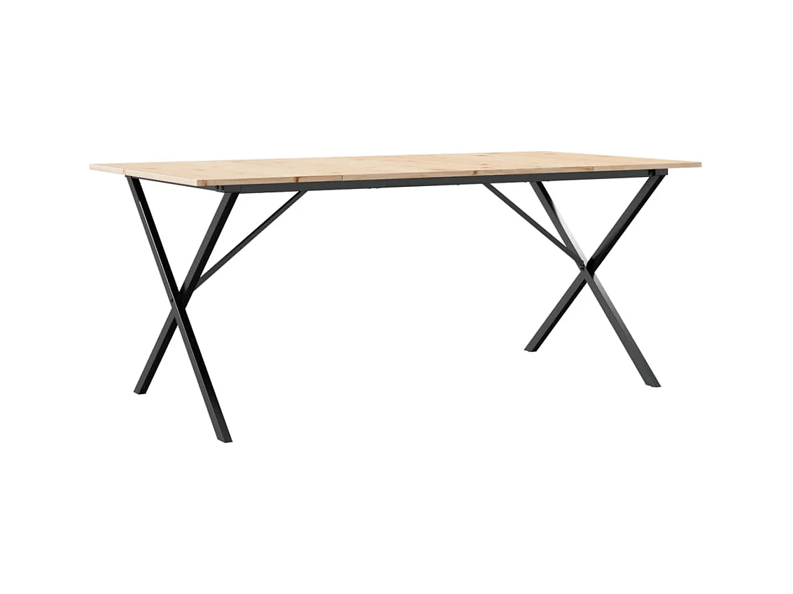 Table à manger cadre en X 180x90x75 cm bois de pin massif acier