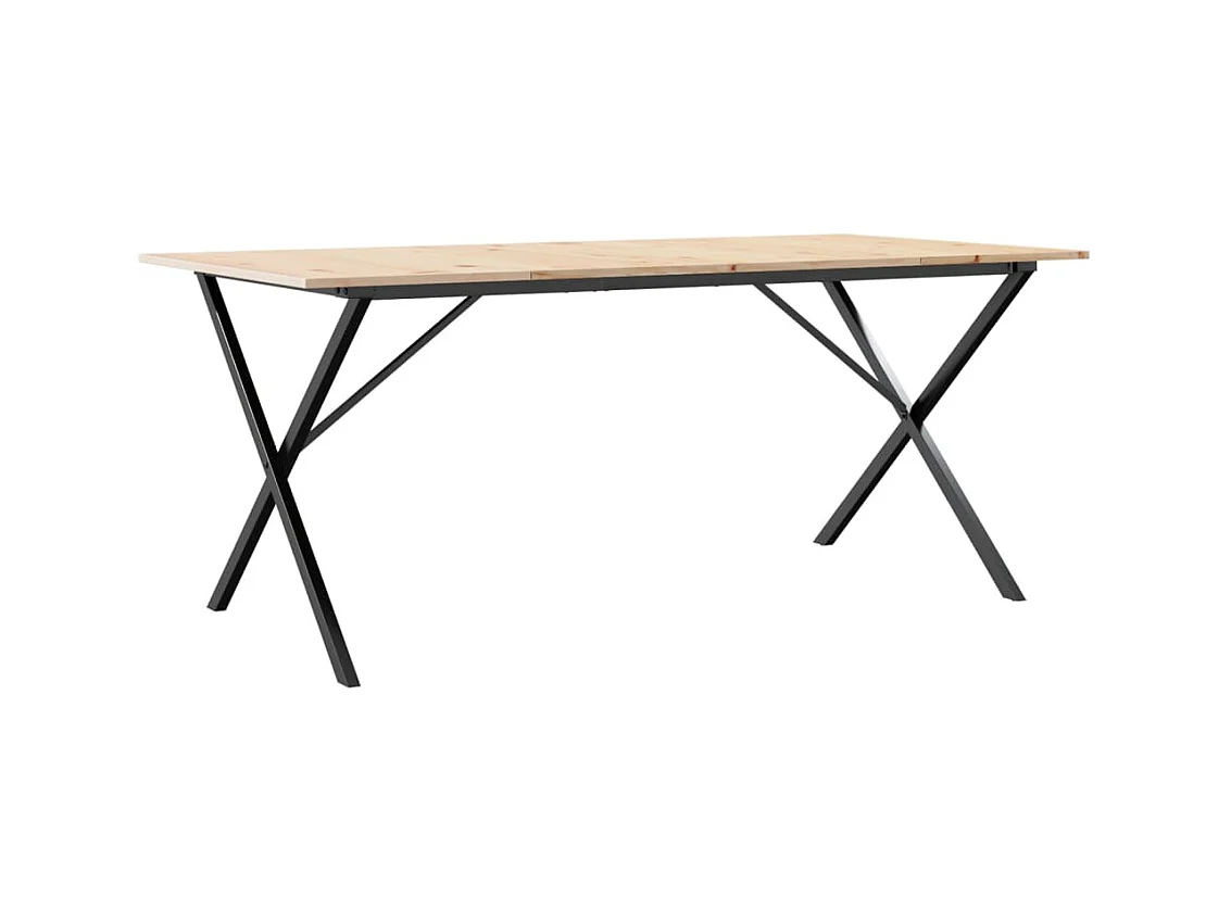 Table à manger cadre en X 180x90x75 cm bois de pin massif acier