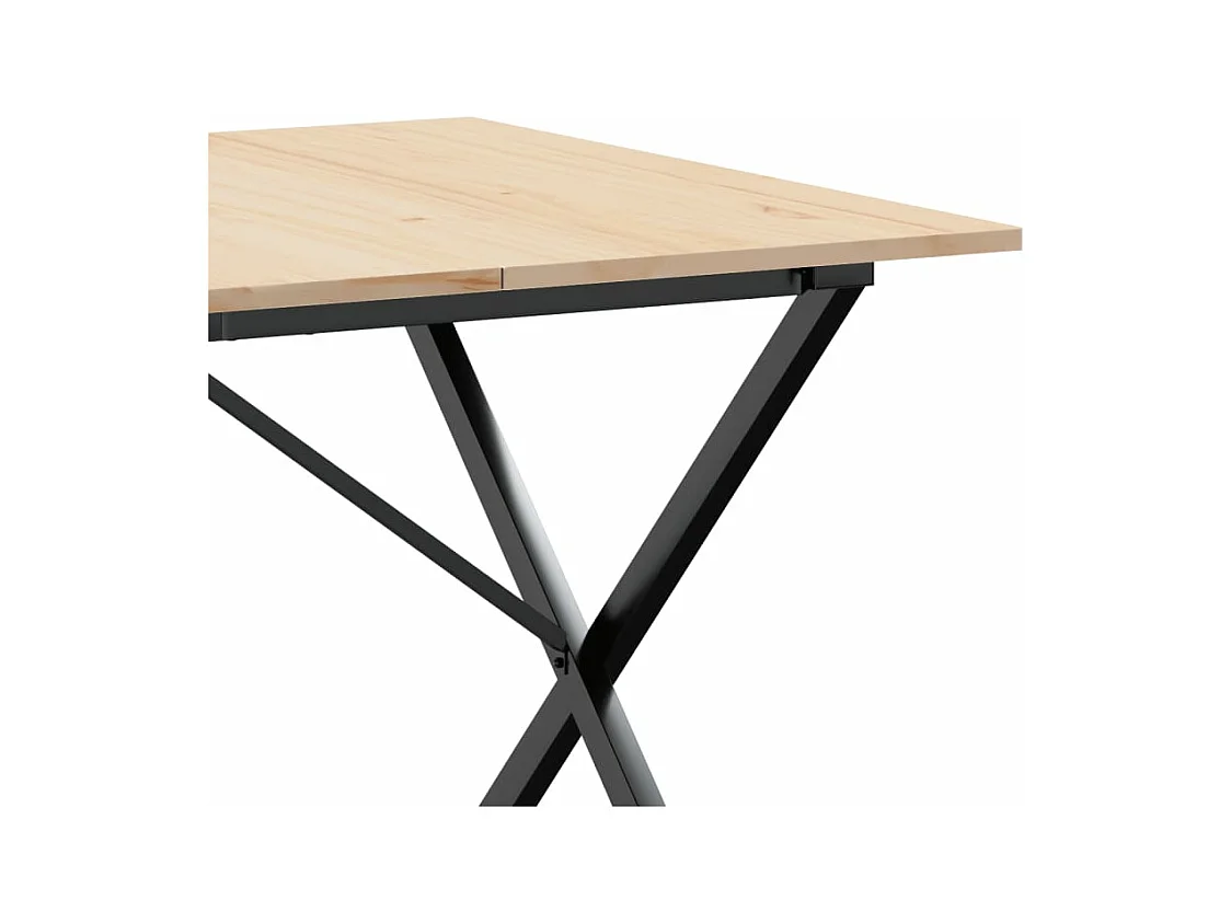 Table à manger cadre en X 180x90x75 cm bois de pin massif acier