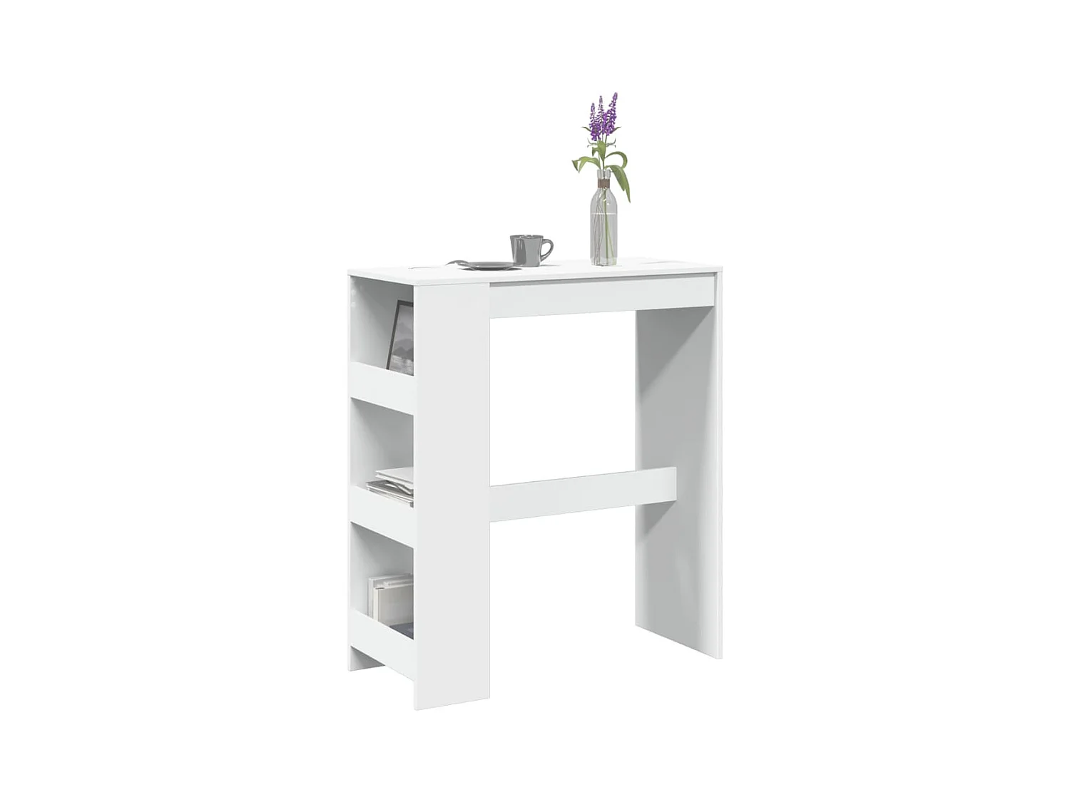Tavolo Bar con Rastrelliera Bianco 90x40x103,5 cm Multistrato