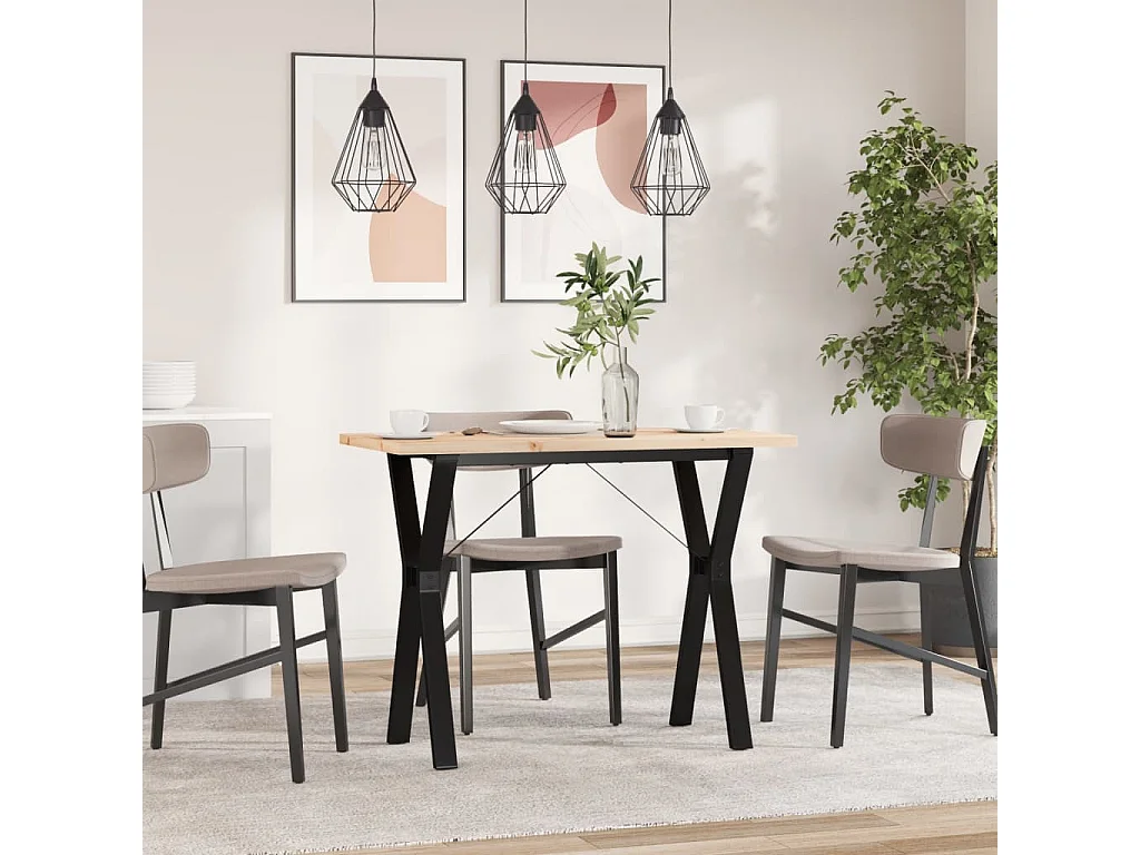 Mesa de jantar estrutura em Y 100x50x75,5cm pinho/ferro fundido