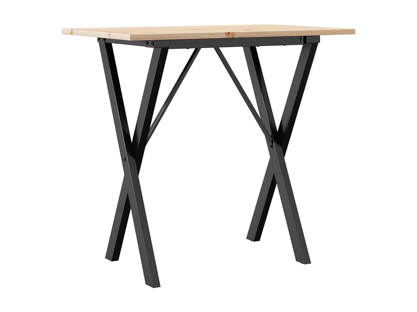 Table à manger cadre en X 80x50x75 cm bois de pin massif acier