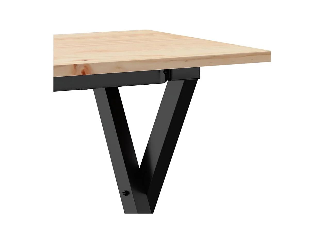 Mesa de centro marco X madera maciza pino y acero 110x40x45 cm