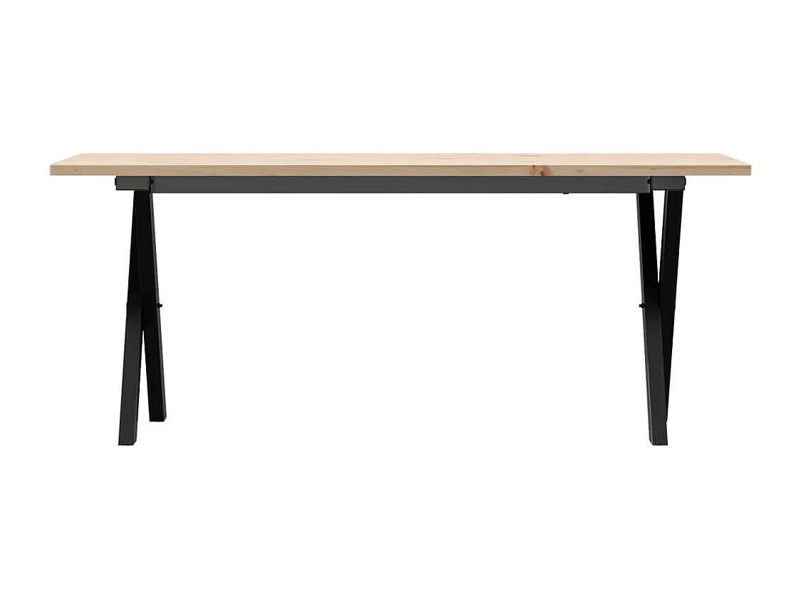 Table basse cadre en X 110x40x45 cm bois de pin massif et acier