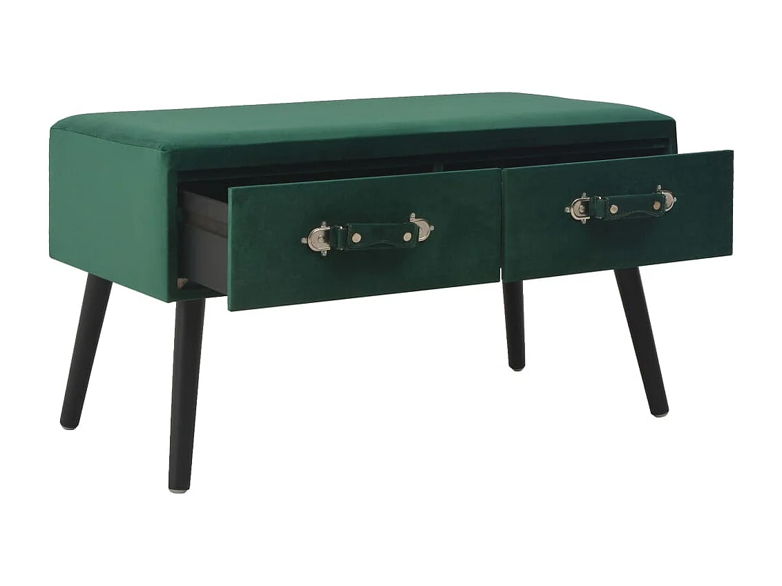 Banc avec tiroirs 80 cm Vert Velours
