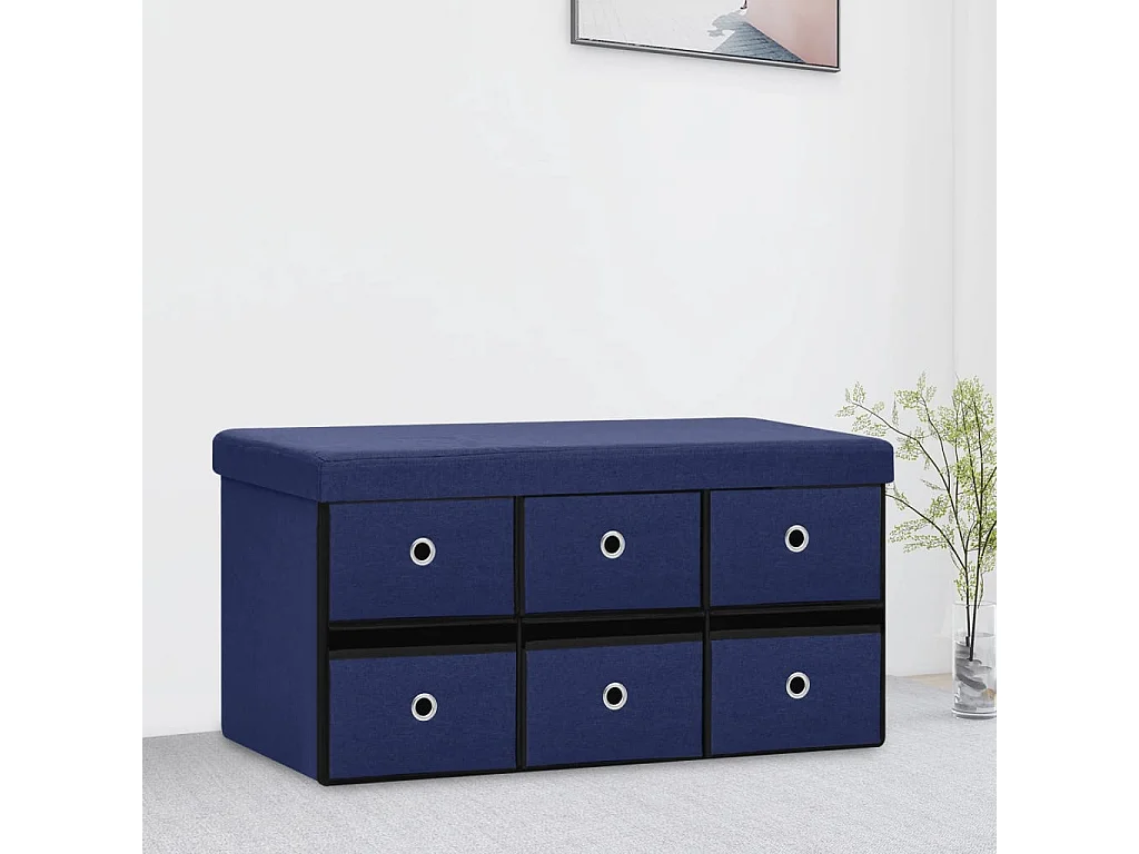 Klappbare Aufbewahrungsbank Blau 76x38x38 cm Kunstleinen