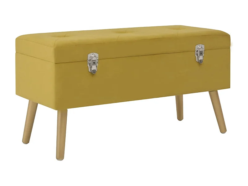 Banc avec compartiment de rangement 80cm Jaune moutarde Velours